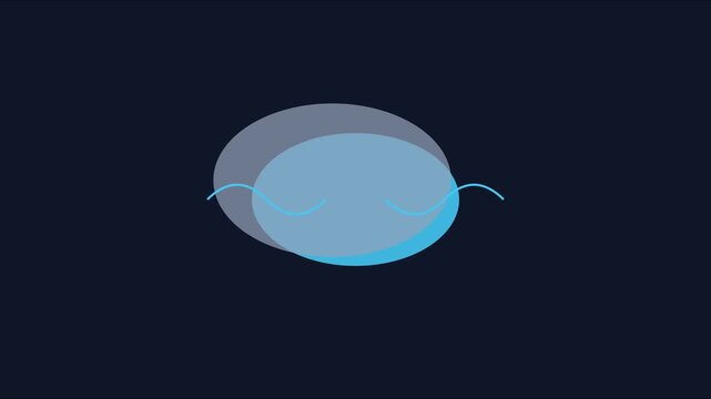 Minimalist abstract blue oval shape with wavy line animation motion 4k motion blue