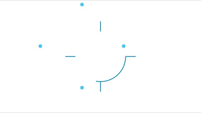 Minimalist abstract loading animation with blue geometric dots and circular path 4k motion