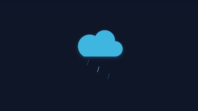 Minimalist blue rain cloud animation: weather forecast for digital interface and motion 4k