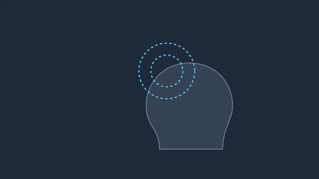 Minimalist brainstorming concept: animated human head silhouette with pulsing idea circles for creative thinking and innovation animation 4k
