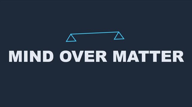 Mind over matter conceptual animation with minimalist balance scale for psychology and self-improvement projects 4k