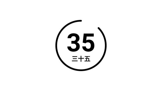 A black outline circular countdown timer from 40 seconds, displaying both Arabic and Japanese kanji numerals on a white background. Perfect for presentations, broadcasts, and live events.