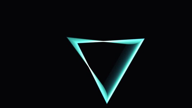 Glowing Neon Triangles rotating in darkness with soft light effects for abstract motion graphics