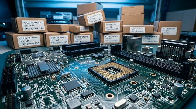 Circuit board with electronic component boxes in manufacturing site