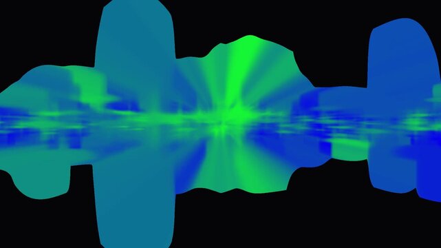 Abstract Sound Waveforms with Blue and Green Gradient Over Black Background