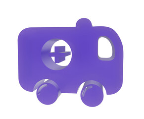 Purple medical ambulance vehicle 3d icon graphic design element representing emergency healthcare services visual isolated on transparent background for web projects © rabiyastore
