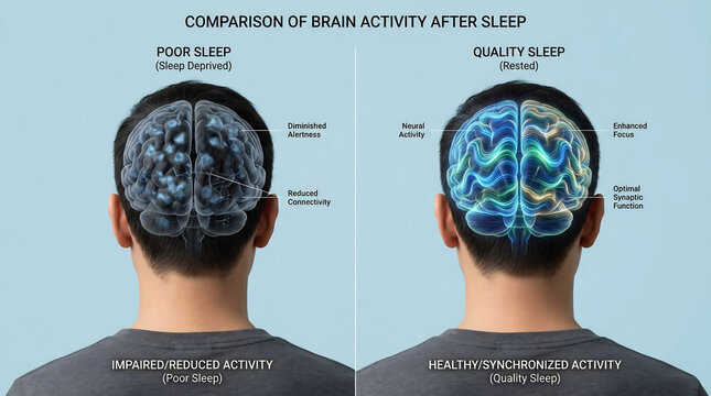 Comparison of brain activity after poor sleep versus quality sleep