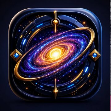 3D Futuristic Spiral Galaxy Space Symbol with Glowing Cosmic Center