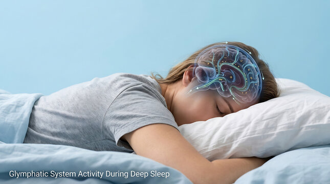 Conceptual illustration of the glymphatic system in the human brain