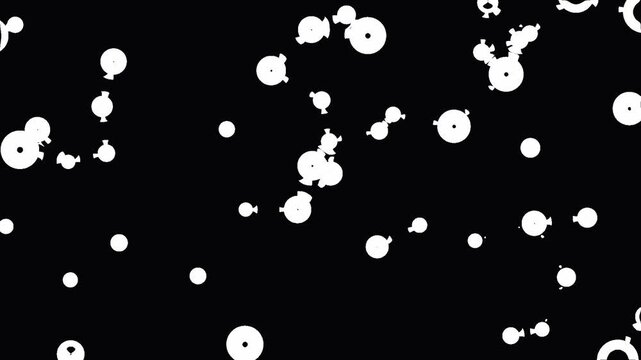 Abstract white particles floating in darkness with gentle movement and subtle bokeh effects