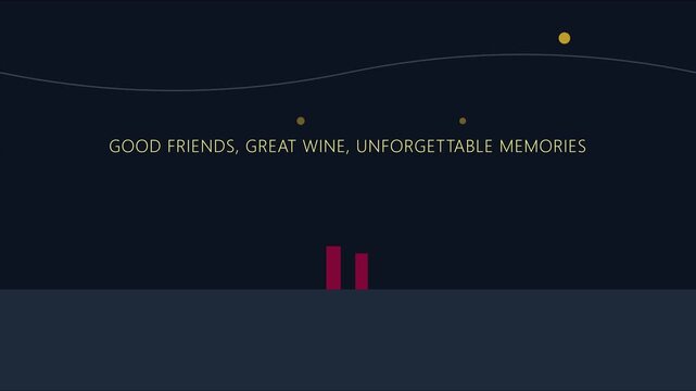 Good friends, wine, unforgettable memories: minimalist typography animation for social media and event invitations 4k