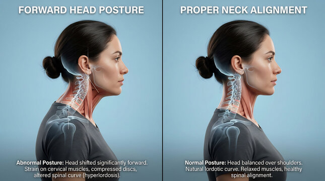 Comparison of forward head posture versus proper neck alignment