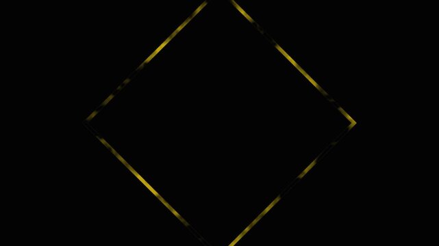 Golden geometric shapes animating against a dark background with subtle light effects