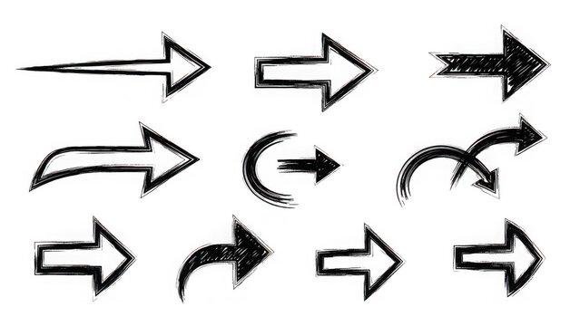 Collection of arrow designs isolated on transparent background isolated on transparent background