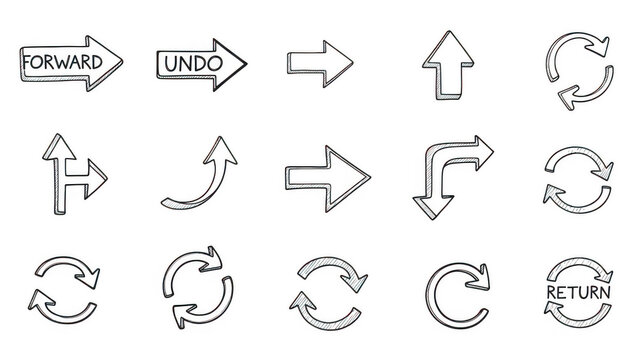 Set of directional arrows and cyclic arrows icon set isolated on transparent background isolated on transparent background