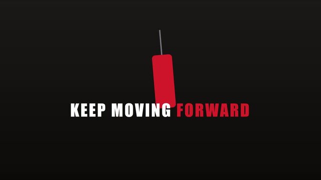 Keep moving forward motivational text animation with minimalist red for business growth and success concepts 4k