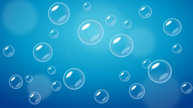 4K Realistic Soap Bubbles Floating and Popping Animation Loop on Deep Blue Background