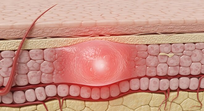 Scientific Skin Anatomy Concept Demonstrating Reduced Collagen Support and Structural Deterioration Associated With Natural Skin Aging