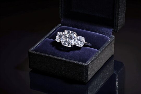 Diamond ring in velvet presentation box
