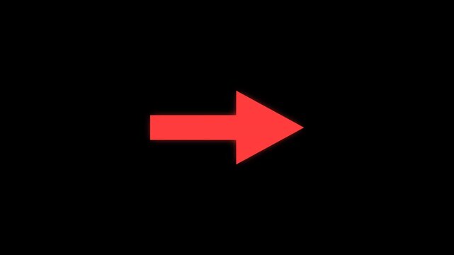 赤い矢印が右向きのまま脈打つように拡大縮小を繰り返す透過のシームレスループ映像
