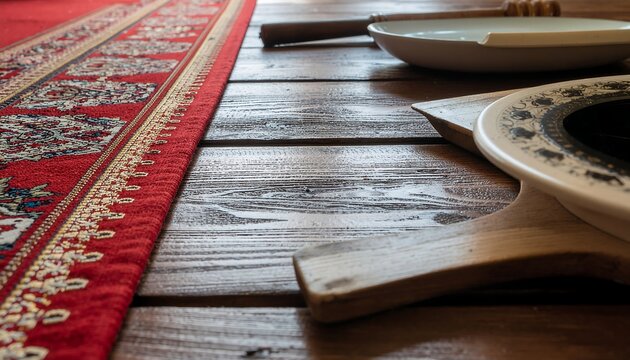 Open book on wooden table with red cloth backdrop.