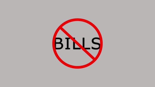 prohibition of expenses and invoices sign. free from payment obligations symbol. end bills red circle slash graphic for video editing. warning against high costs and spending