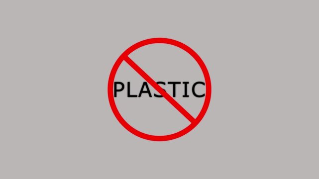 Plastic Prohibition sign animation. warning symbol. Alert error sign. 4K Graphics animation
