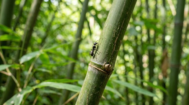 Ant on bamboo