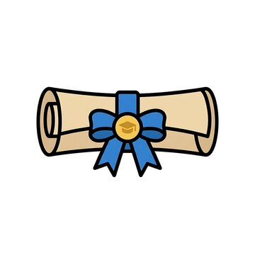 Graduation scroll tied with a blue ribbon and graduation cap ornament
