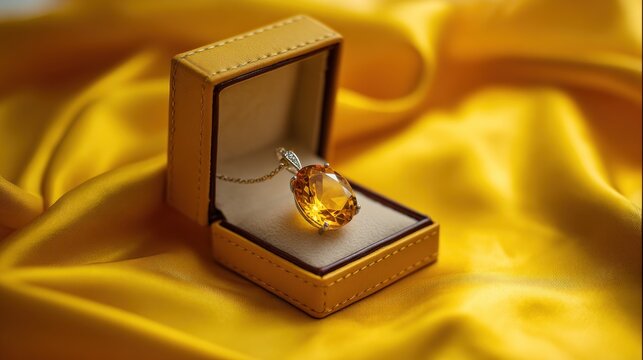 Citrine pendant in velvet box