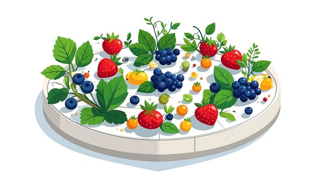 Fresh mixed berries in white bowl on white.