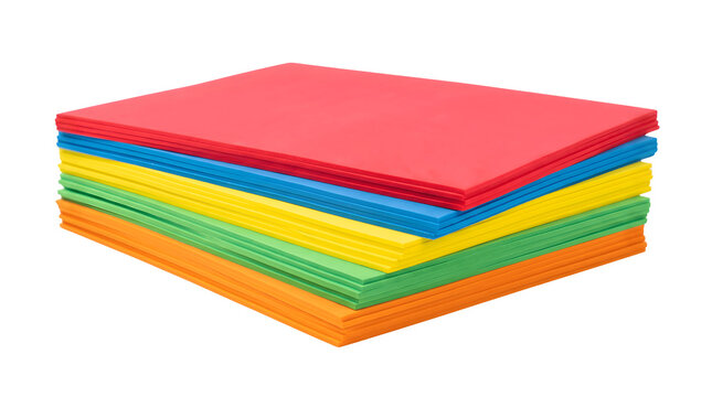 Colorful craft foam sheets stack, vibrant multi-colored EVA foam layers, assorted bright art supplies for school projects and DIY hobbies