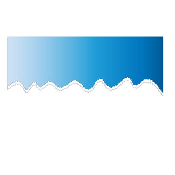 Blue gradient banner with a torn paper edge effect
