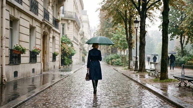 Paris rain walk