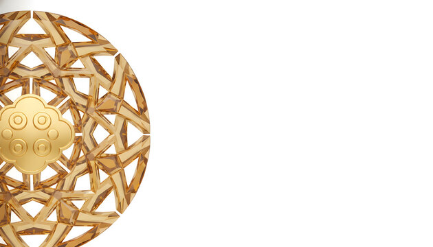Luxurious Golden Crystal Pattern on White Background