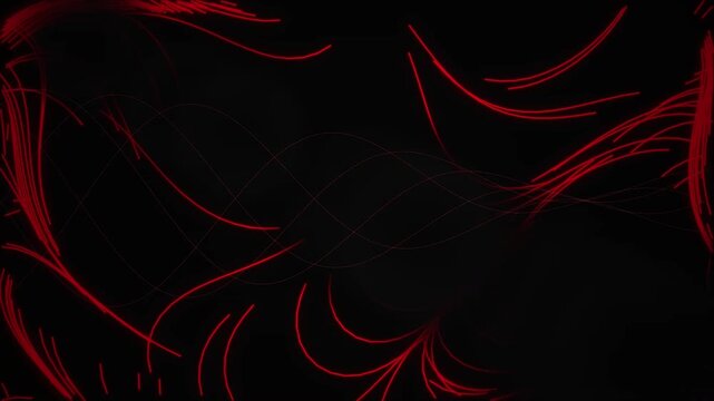 Red abstract lines on black background.