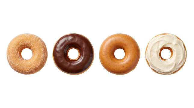 Collection of freshly baked donuts with assorted sweet toppings