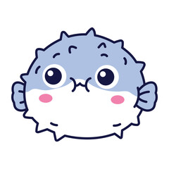 Round pufferfish with rosy cheeks and a shy blushing expression. © SmashingStocks