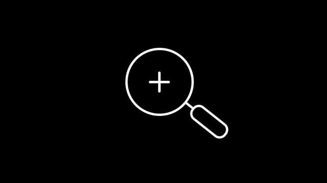 Animated Magnifying Glass With Plus Symbol For Zoom In Search Inspection Enlargement Discovery And Digital Interface Navigation On Black Background