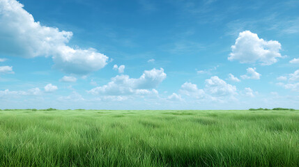 Obraz premium green field and blue sky
