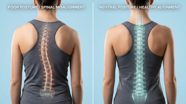 Comparison of poor posture with spinal misalignment and neutral