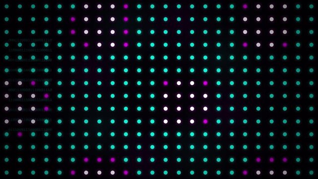 Abstract digital background with glowing circles and binary code data