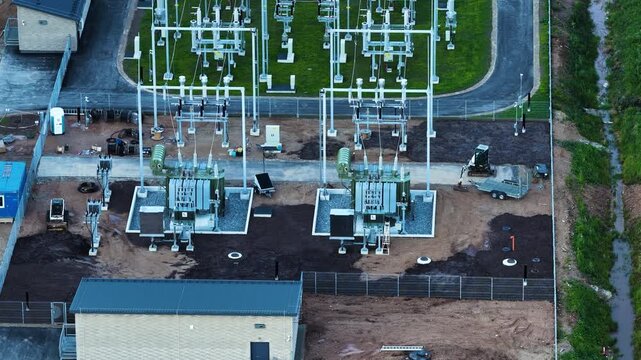 Electrical substation power grid construction with high-voltage transformers