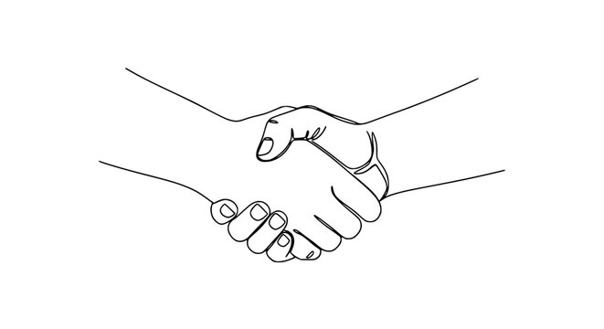 Line Art Handshake Isolated on Transparent Background