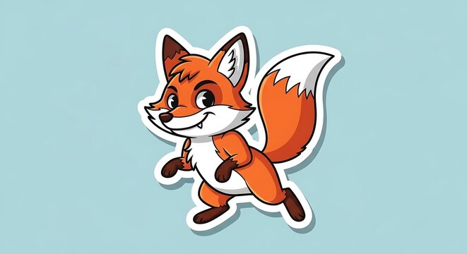 Cartoon fox character in dynamic pose.