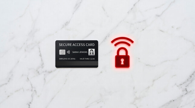 Secure digital access card with red glowing padlock icon