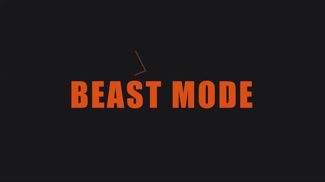 Beast mode animated typography motion with minimalist orange text on dark animation 4k background, for sports and, fitness branding