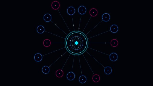 Abstract Futuristic Network Nodes Animation