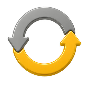 Circular arrows icon with gray and yellow