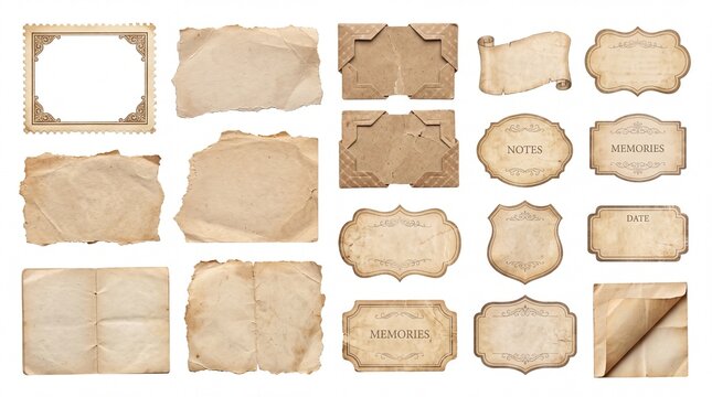Set of vintage paper frames and decorative labels